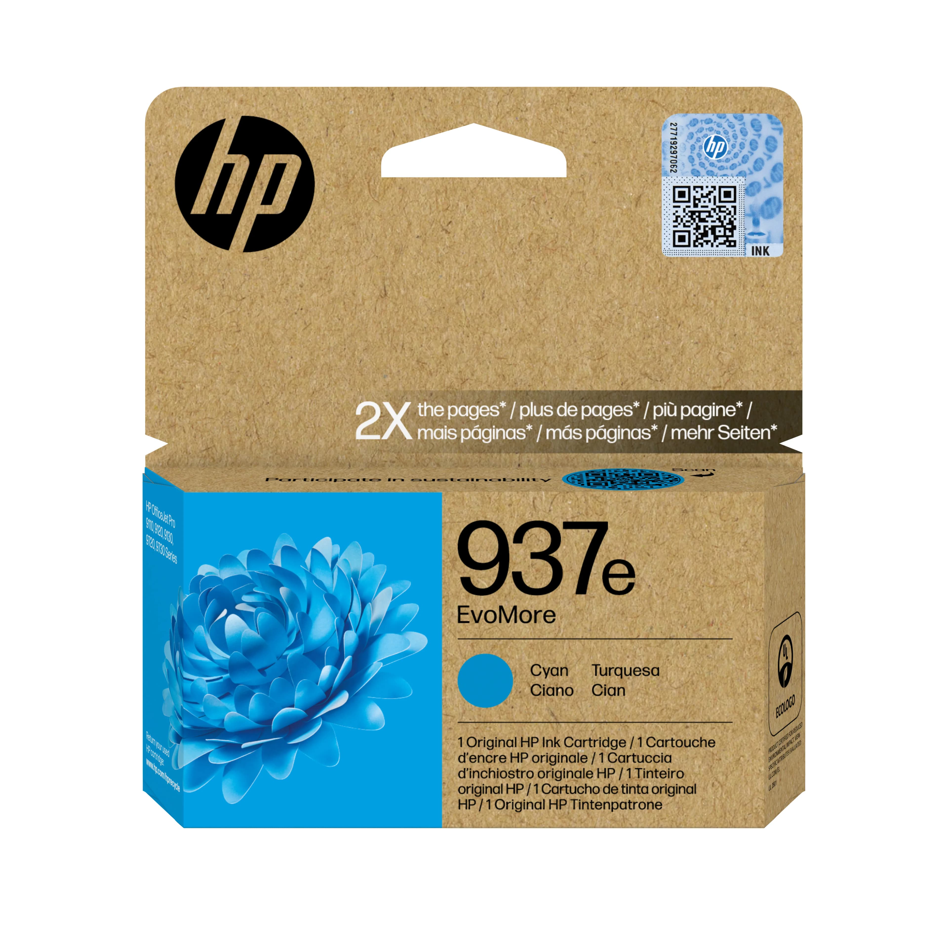 HP 937e EvoMore XL-mustekasetti, cyaan – HP INC