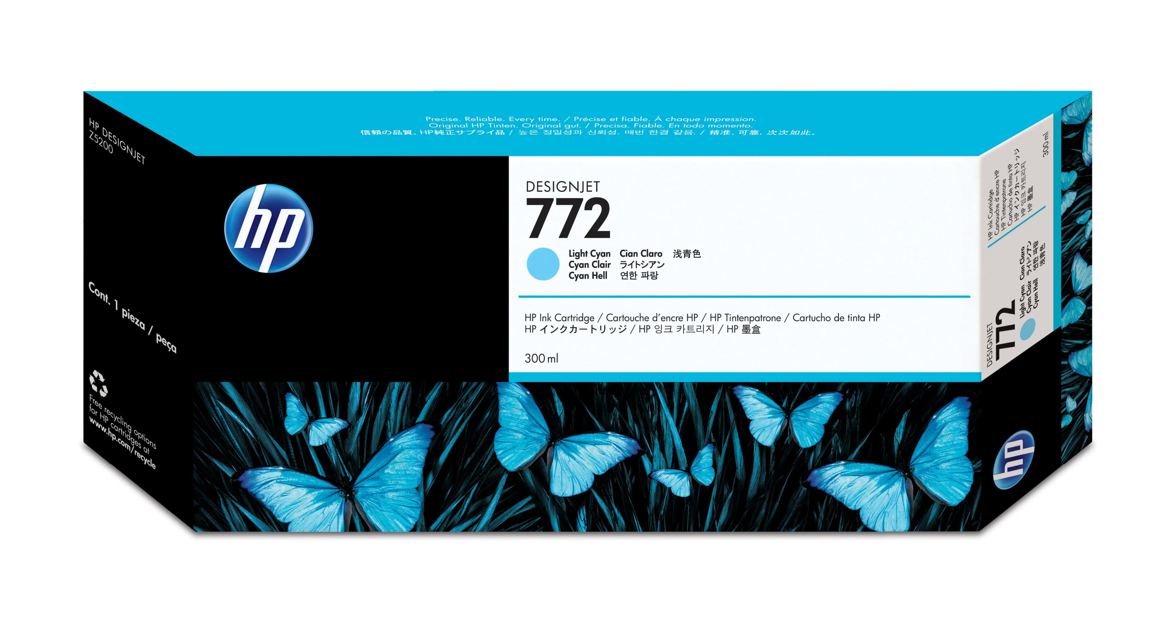 HP 772 -mustekasetti, 300 ml, vaaleansininen