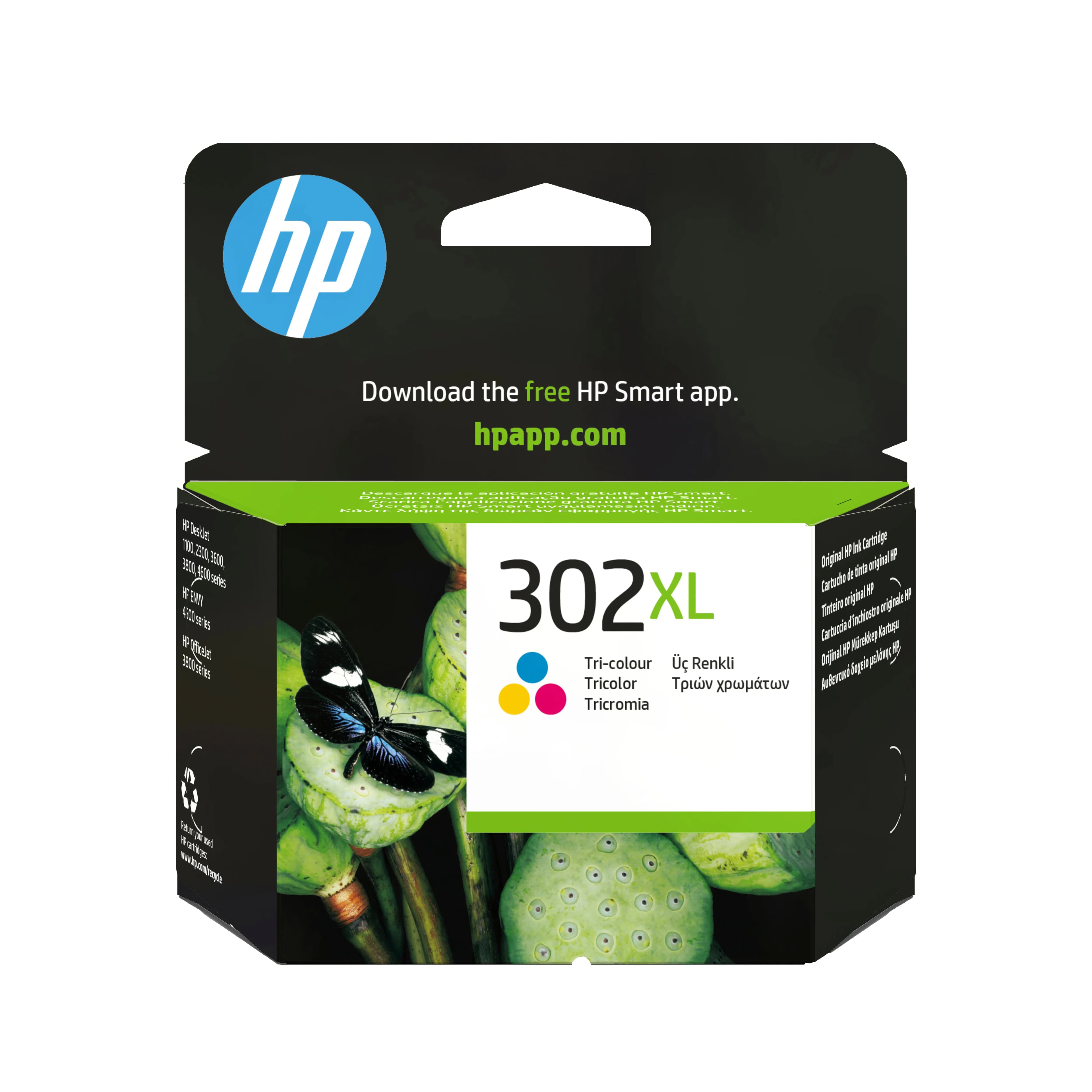 HP 302XL -mustekasetti, 8 ml, syaani/magenta/keltainen