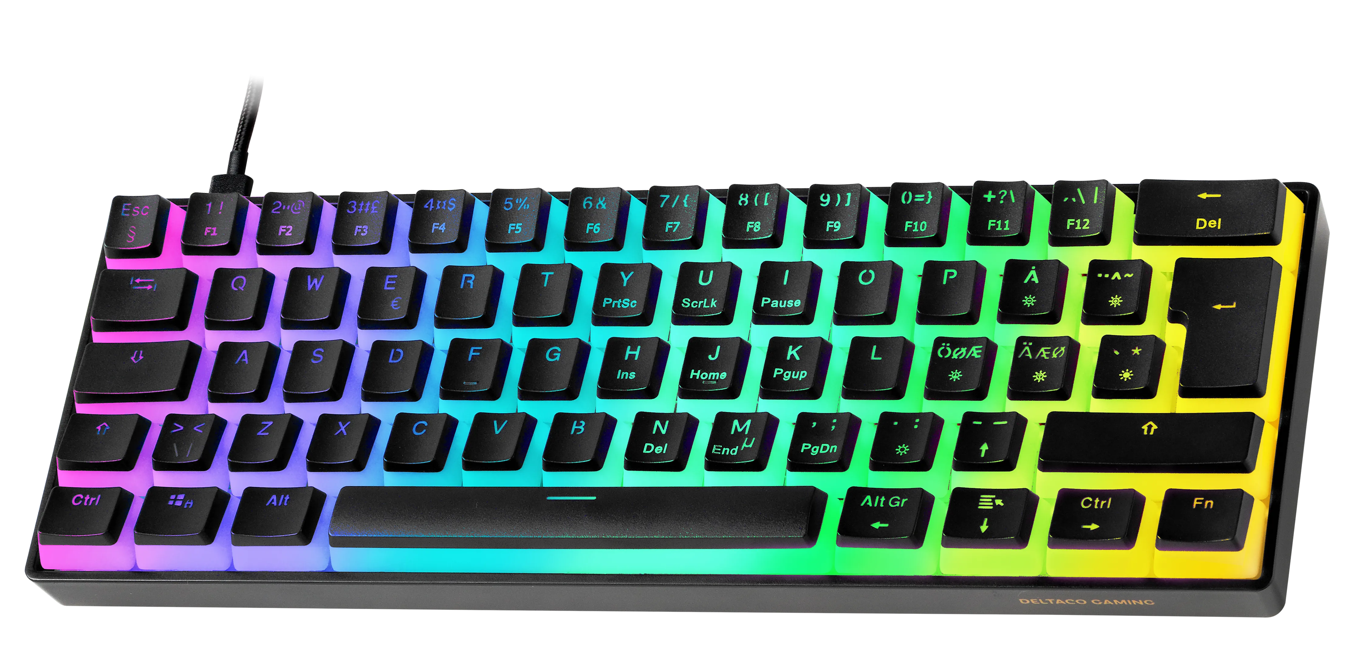 Deltaco Gaming DK475 60% -mekaaninen pelinäppäimistö, Linear Pink, musta