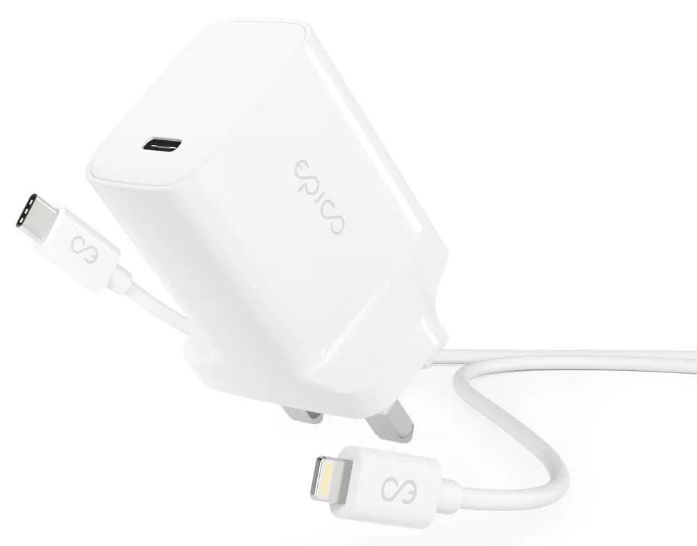 Epico 20W PD latauslaitepaketti tyypin G pistokkeella - valkoinen