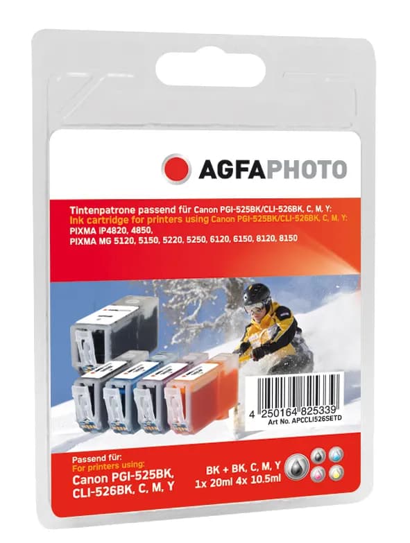 AgfaPhoto APCCLI526SETD -mustekasettipakkaus, musta, syaani, magenta, keltainen, 5 kpl – AgfaPhoto