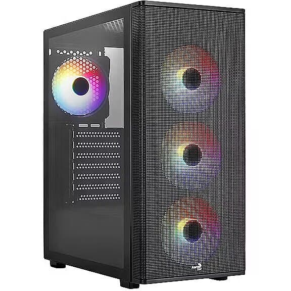 Aerocool PGS Designer-G-BK-V1 -miditornikotelo ikkunalla, RGB-valaistuksella, musta