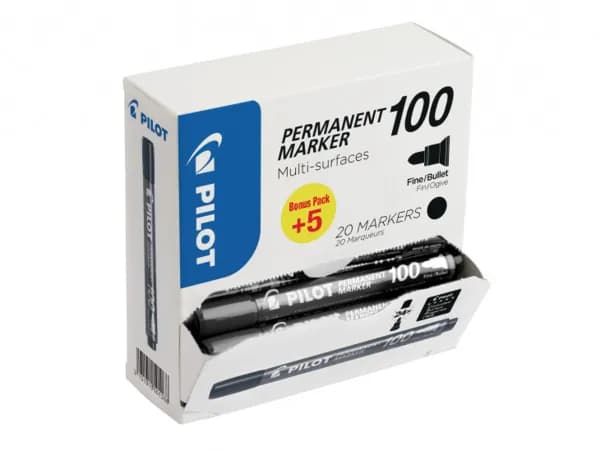 Marker Permanent 100 bullet Value Pack black (20) – Pilot