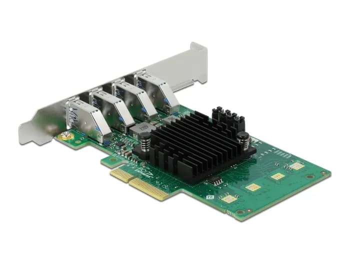 Delock PCI Express x4 Card to 4 x external USB 3.0 Quad Channel - Low – De-Lock