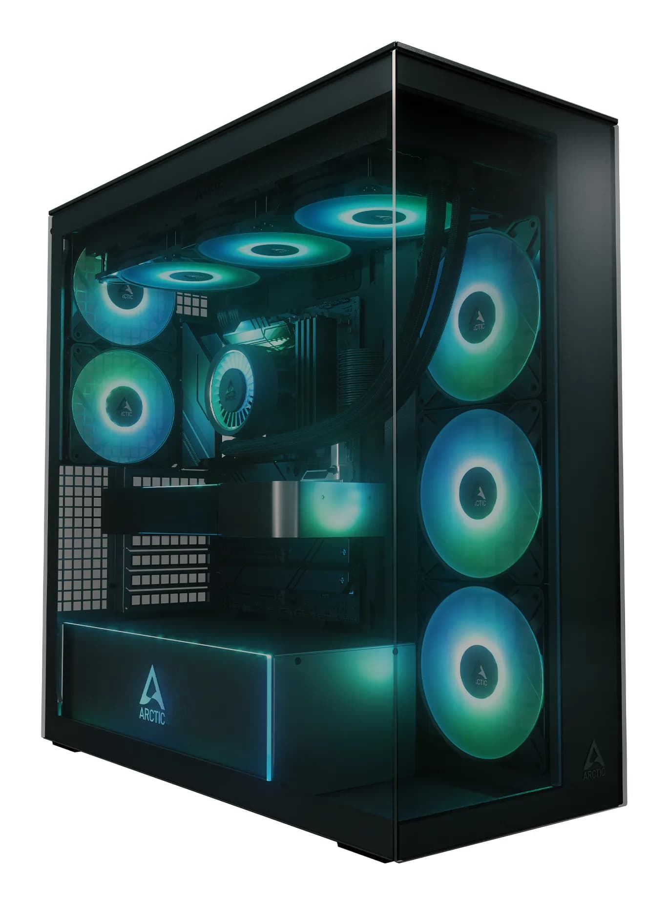 ARCTIC Xtender -miditornikotelo ikkunalla ja RGB-valaistuksella, musta