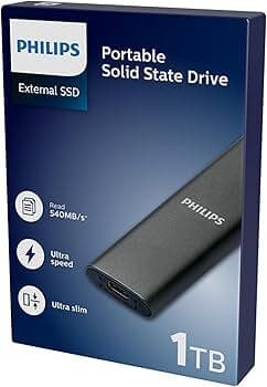 Philips FM01SS031P/00 1 Tt USB 3.2 Gen 2 (USB-C) -ulkoinen SSD, kannettava, Space Grey – Philips