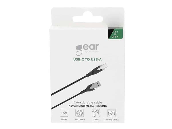 GEAR PRO USB-A – USB-C -kaapeli, 1,5 m, musta