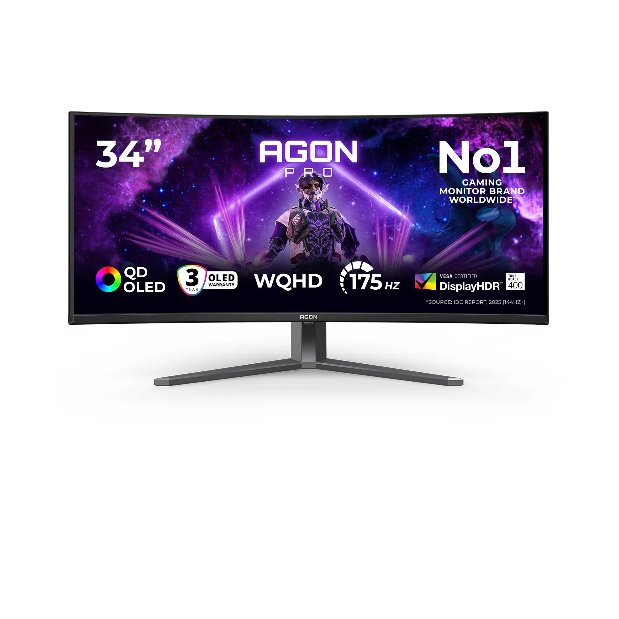 AOC AGON AG346UCD 34" WQHD, QD-OLED -kaareva pelinäyttö, USB-C hub – AOC
