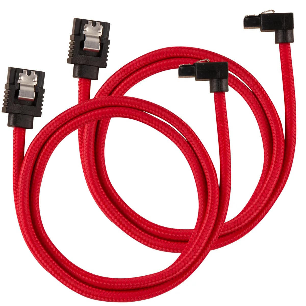 CORSAIR Premium Sleeved SATA Data Cable Set with 90degree Connectors Red 60cm