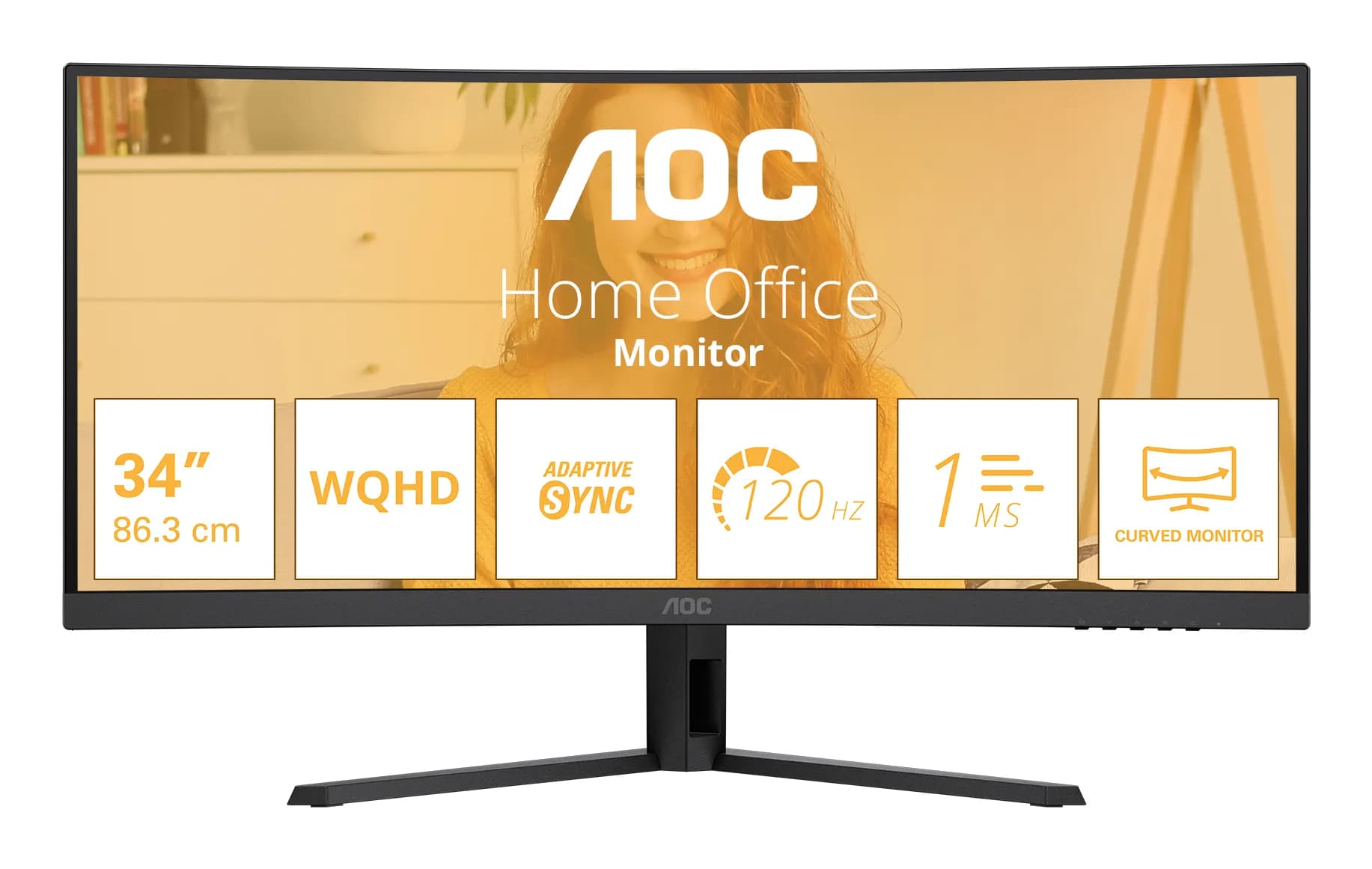 AOC CU34B3E 34" UWQHD, VA, 120Hz, HDR10 -kaareva näyttö – AOC