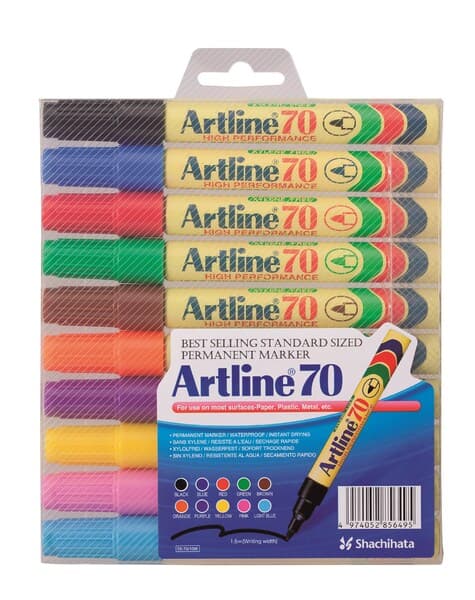 Artline 70 Permanent 10-pack assorted – ARTLINE