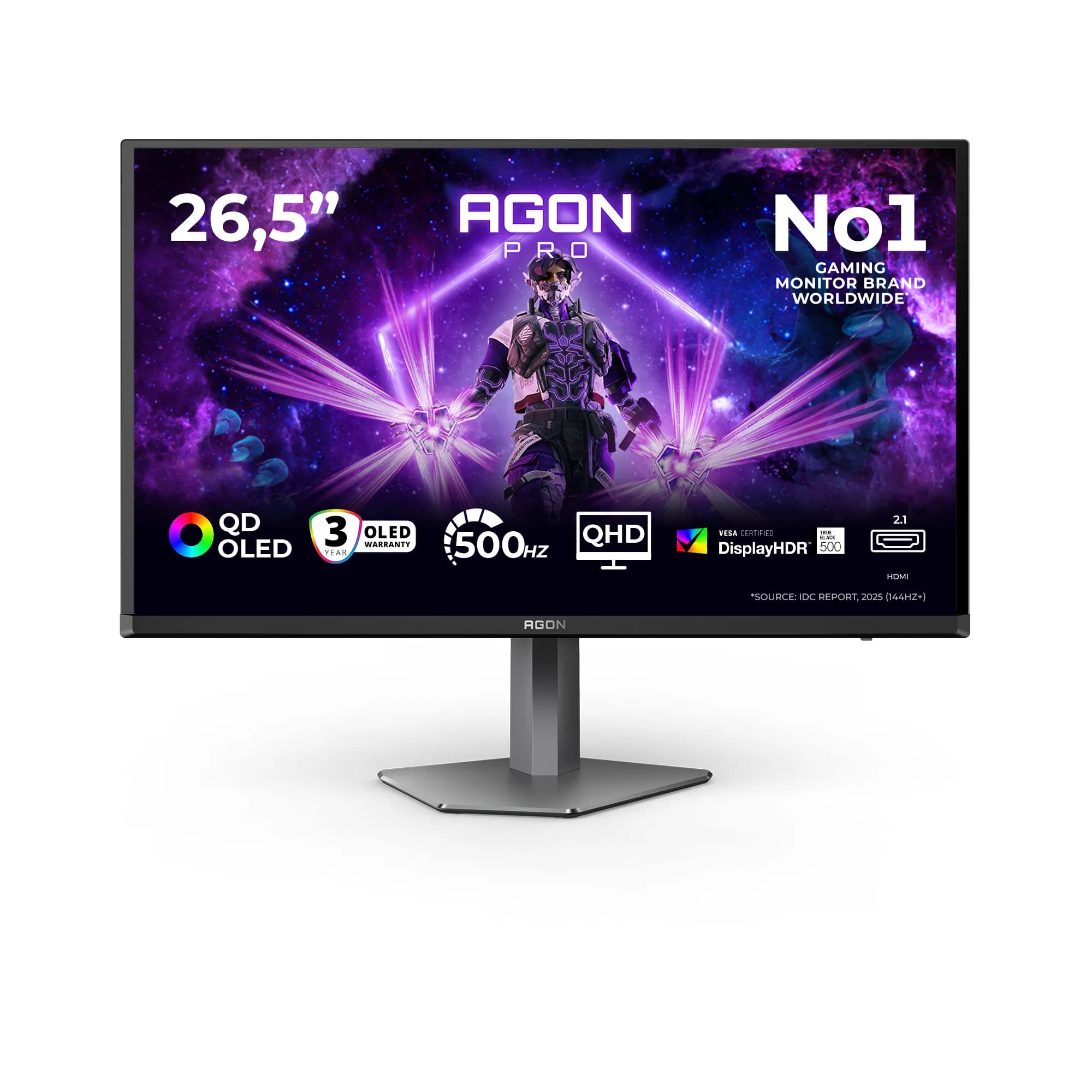 AOC AGON Pro AG276QKD2 26.5" QHD, QD-OLED -pelinäyttö, 500 Hz, USB hub – AOC