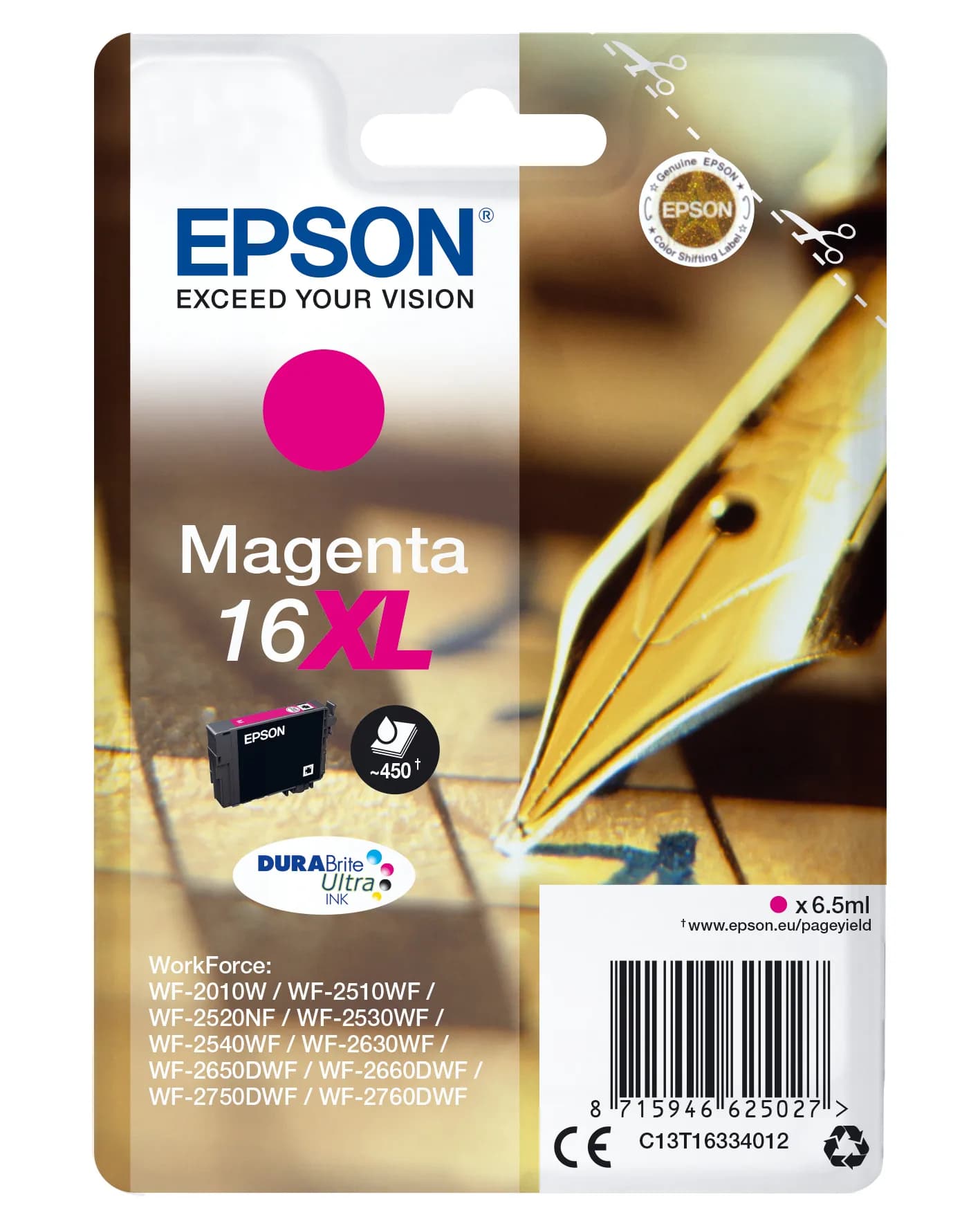 Epson 16XL-mustekasetti, 6.5 ml, magenta – Epson