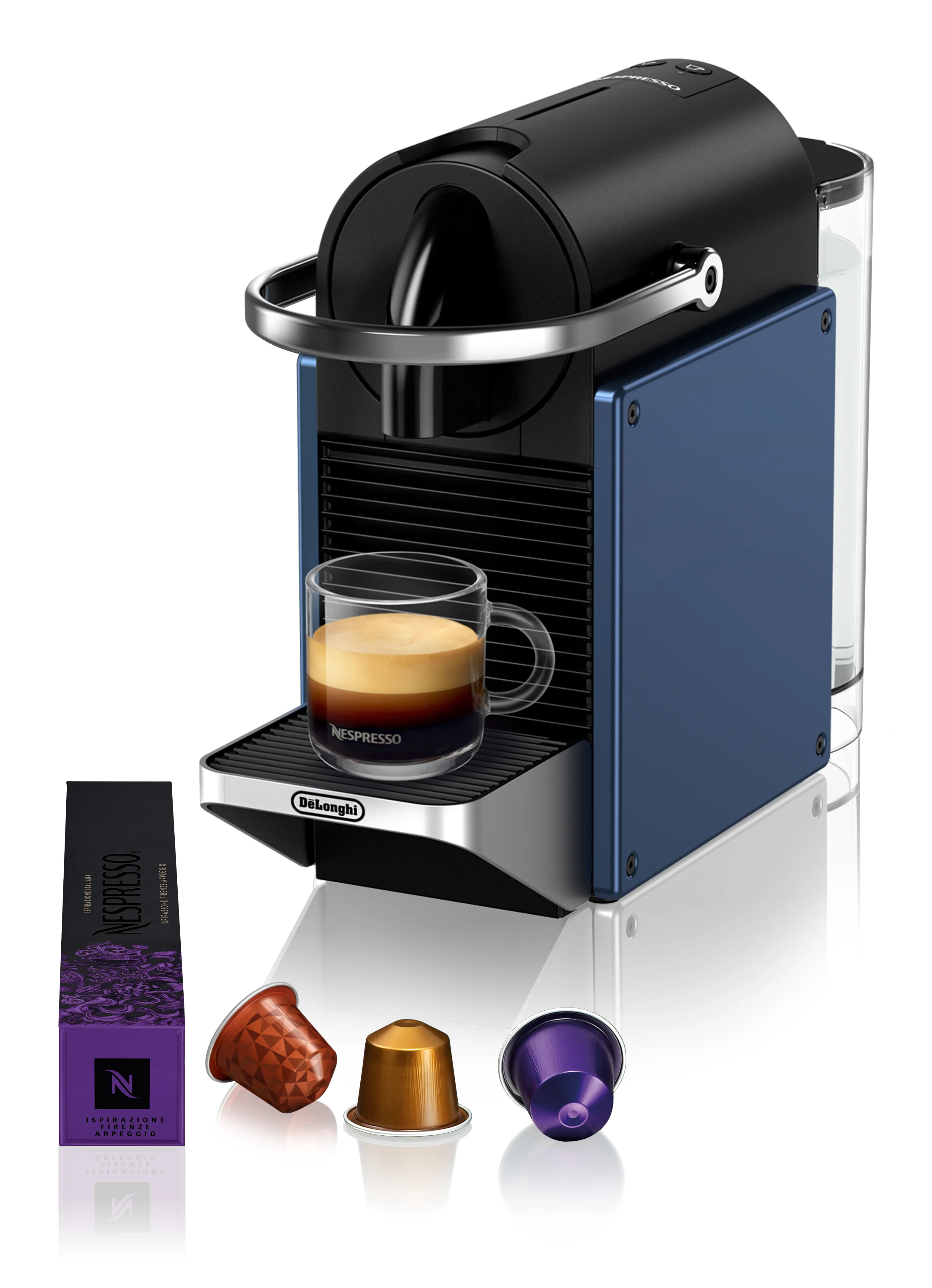 DeLonghi Kaffeemaschine Nespresso Pixie EN*schwarz/blau* – Delonghi
