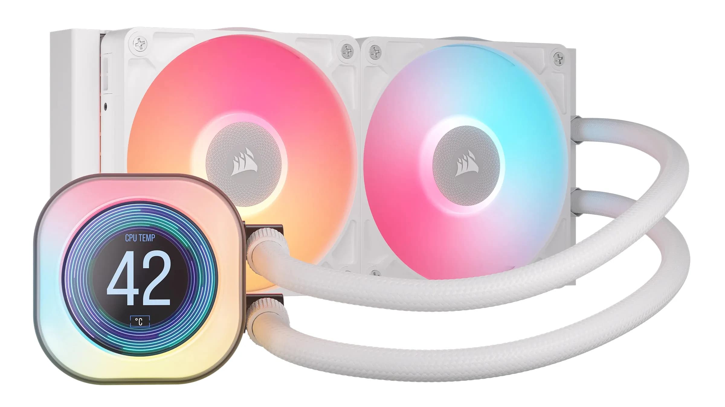 Corsair iCUE LINK TITAN RX LCD 240mm RGB -nestejäähdytin, valkoinen