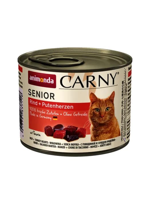 Animonda Carny Senior Nauta ja kalkkunansydän, Kissan märkäruoka, 200 g – Animonda