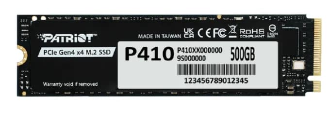 Patriot P410 500 Gt M.2 PCIe 4.0 x4 NVMe -SSD-levy, musta – PATRIOT