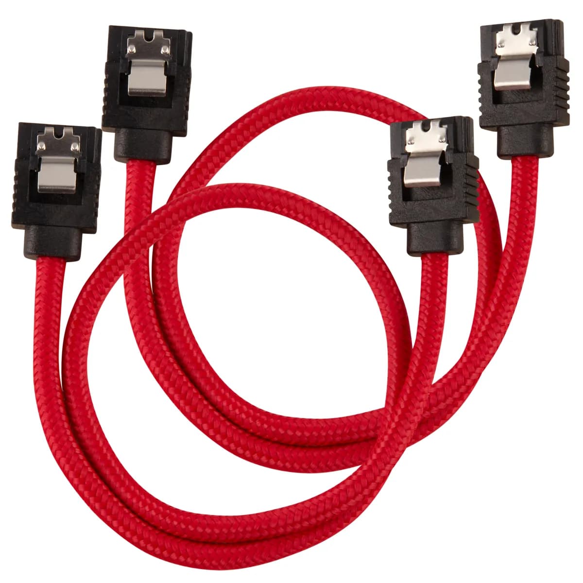 CORSAIR Premium Sleeved SATA Data Cable Set with Straight Connectors Red 30cm – Corsair