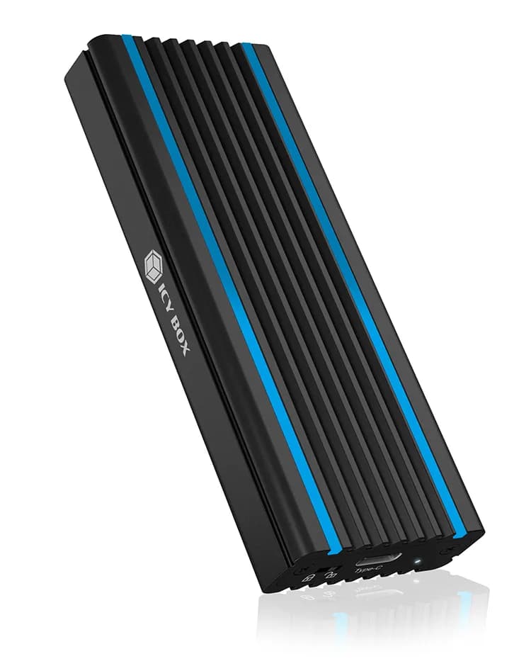 ICY BOX IB-1824ML-C31 M.2 NVMe SSD -kotelo, USB 3.2 Gen 2, USB-C, RGB LED, musta