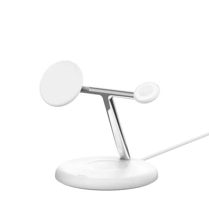 Belkin BoostCharge Pro 3-in-1 Magnetic Wireless Charging Stand with Qi2 15W -langaton laturi, Valkoinen