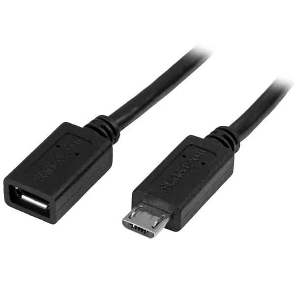 StarTech USB 2.0 Micro USB -jatkokaapeli, 0,5 m, musta – Startech