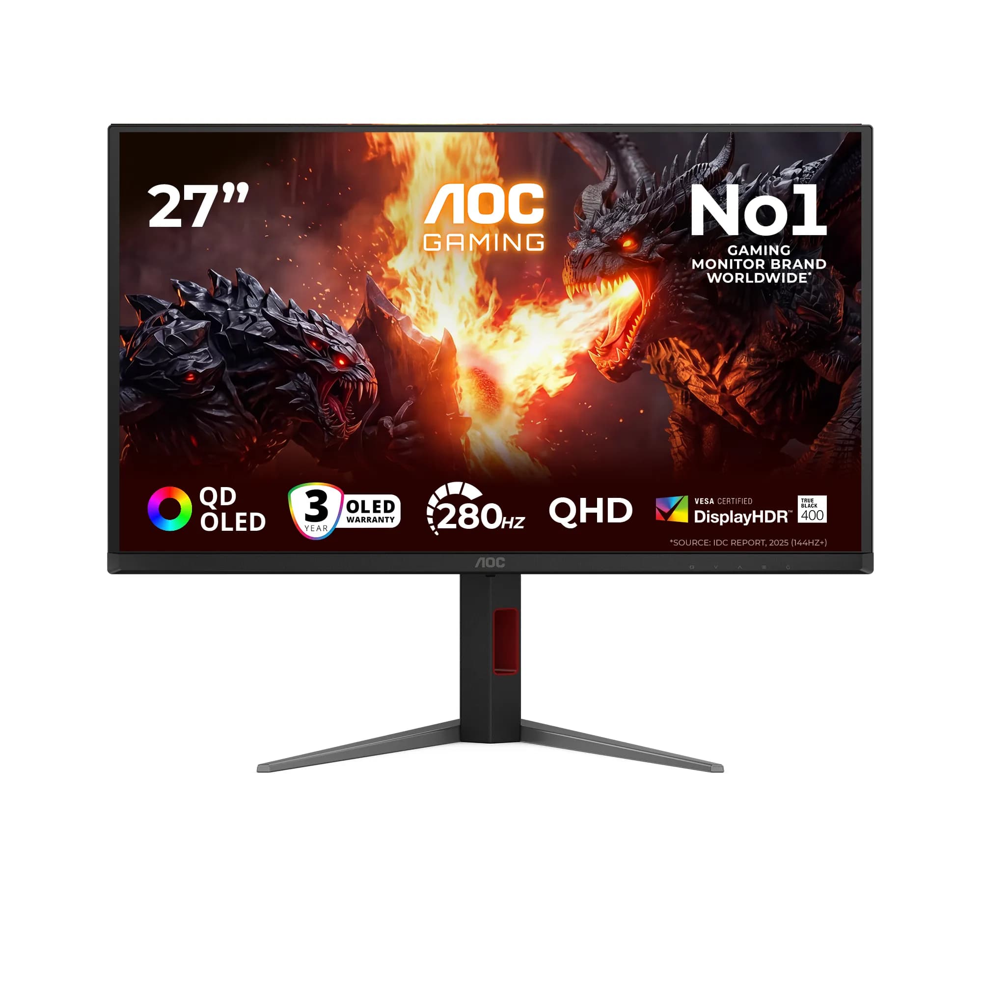 AOC Q27G4ZD 27" QHD, QD-OLED, 280Hz -pelinäyttö, USB hub – AOC