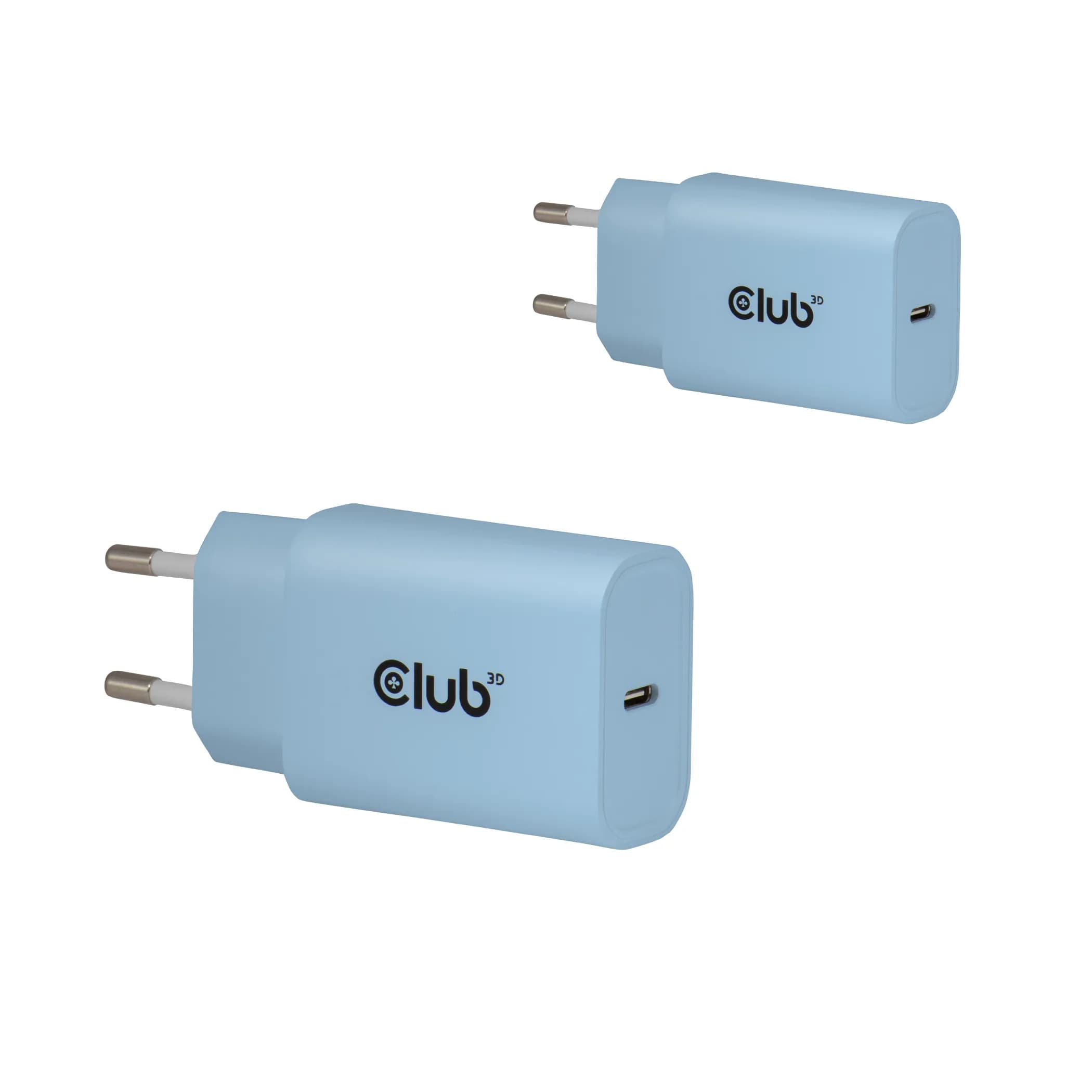 CLUB 3D 2-Pack USB-C Charger 30Watt Blue