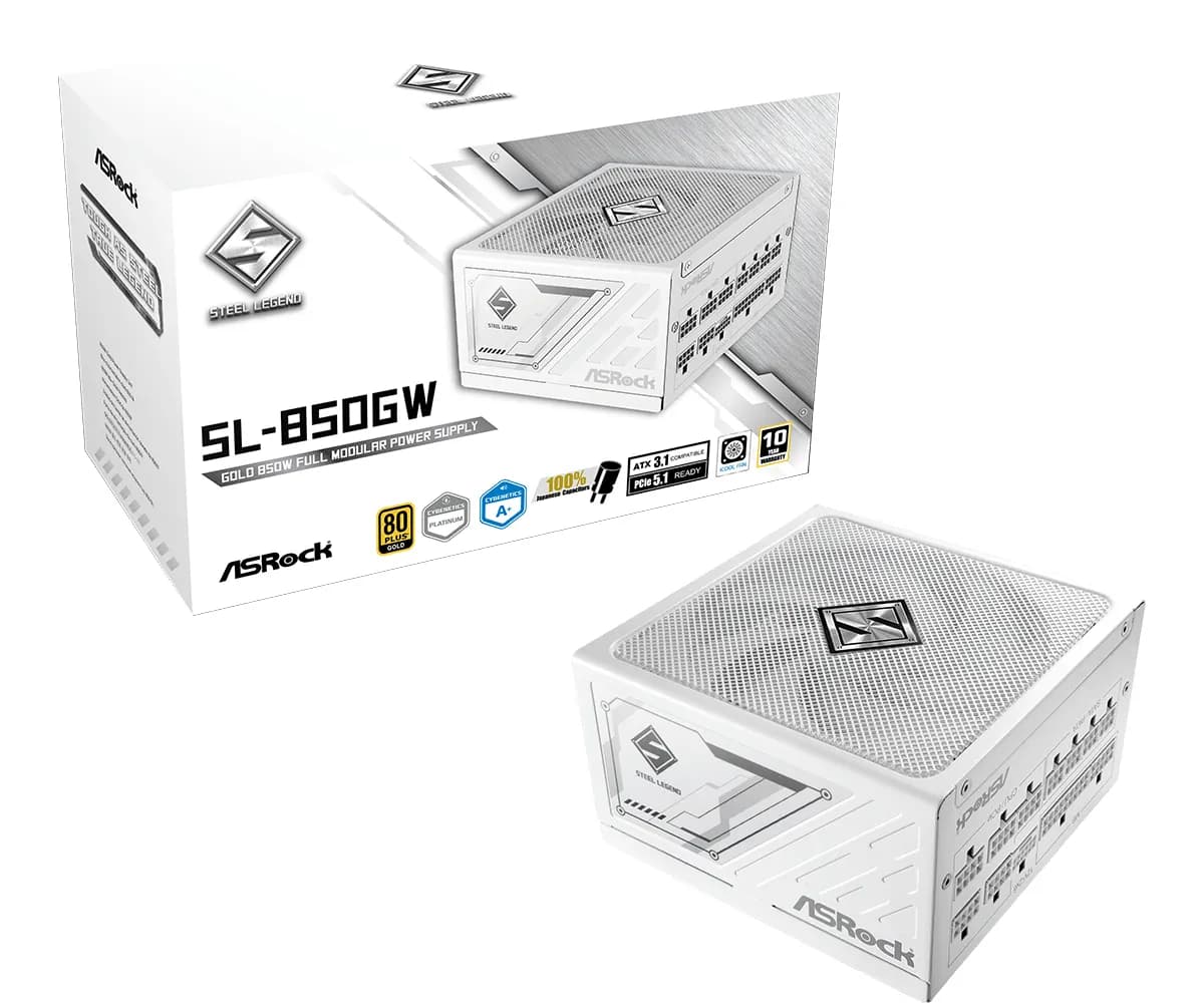 ASRock Steel Legend SL-850GW 850W -virtalähde, 80 Plus Gold – ASRock