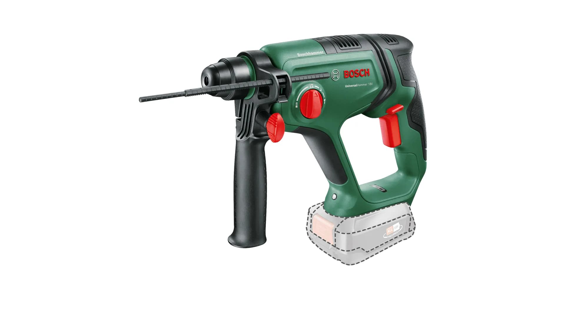 Bosch Cordless Hammer Drill UniversalHammer 18V BARETOOL (green/black, without battery and charger, POWER FOR ALL ALLIANCE)