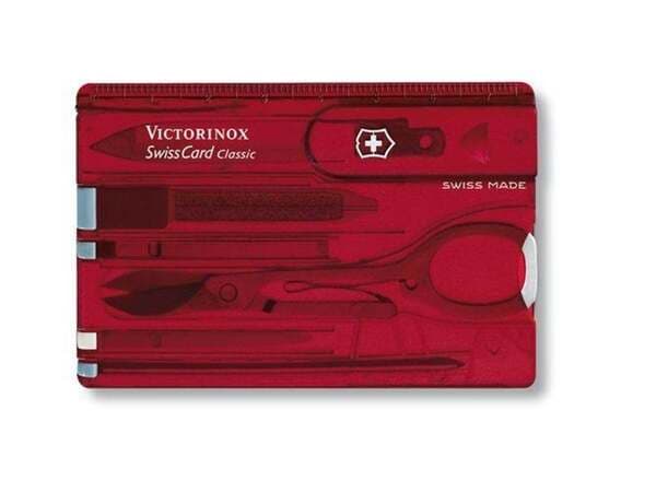 Victorinox SwissCard Classic -monitoimityökalu, läpinäkyvä punainen – Victorinox