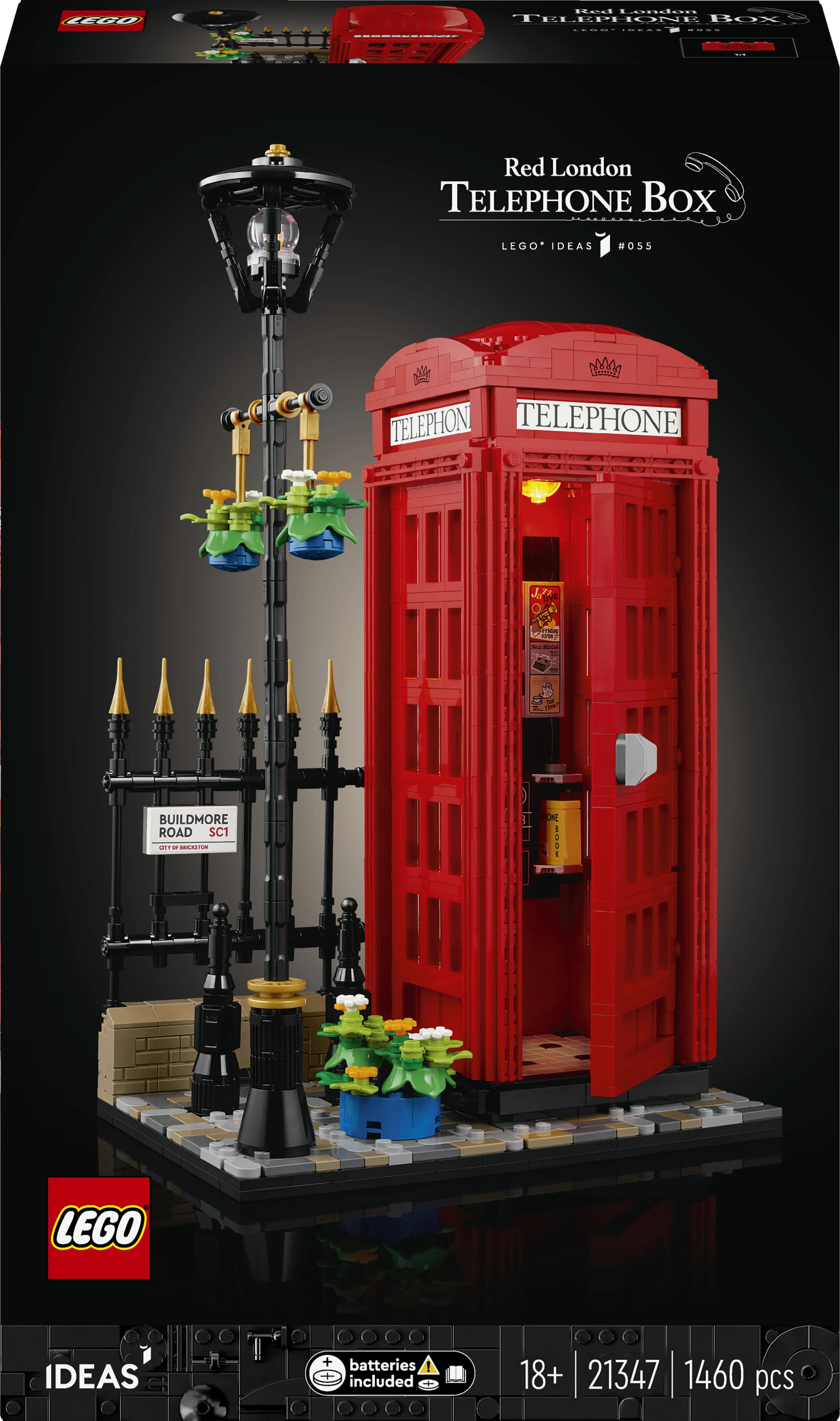 LEGO Ideas Lontoon punainen puhelinkoppi 21347