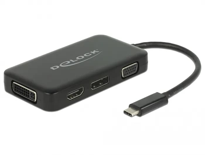 Delock Adapter USB Type-C Stecker > VGA / HDMI / DVI / DisplayPort Bu – De-Lock