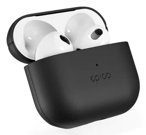 Epico Leather Case, AirPods (3rd Gen) -suojakuori, Musta