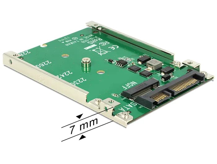 DeLOCK M.2 SSD adapter, M.2 - SATA 22-pin, 1x2,5" plats, 7mm höjd