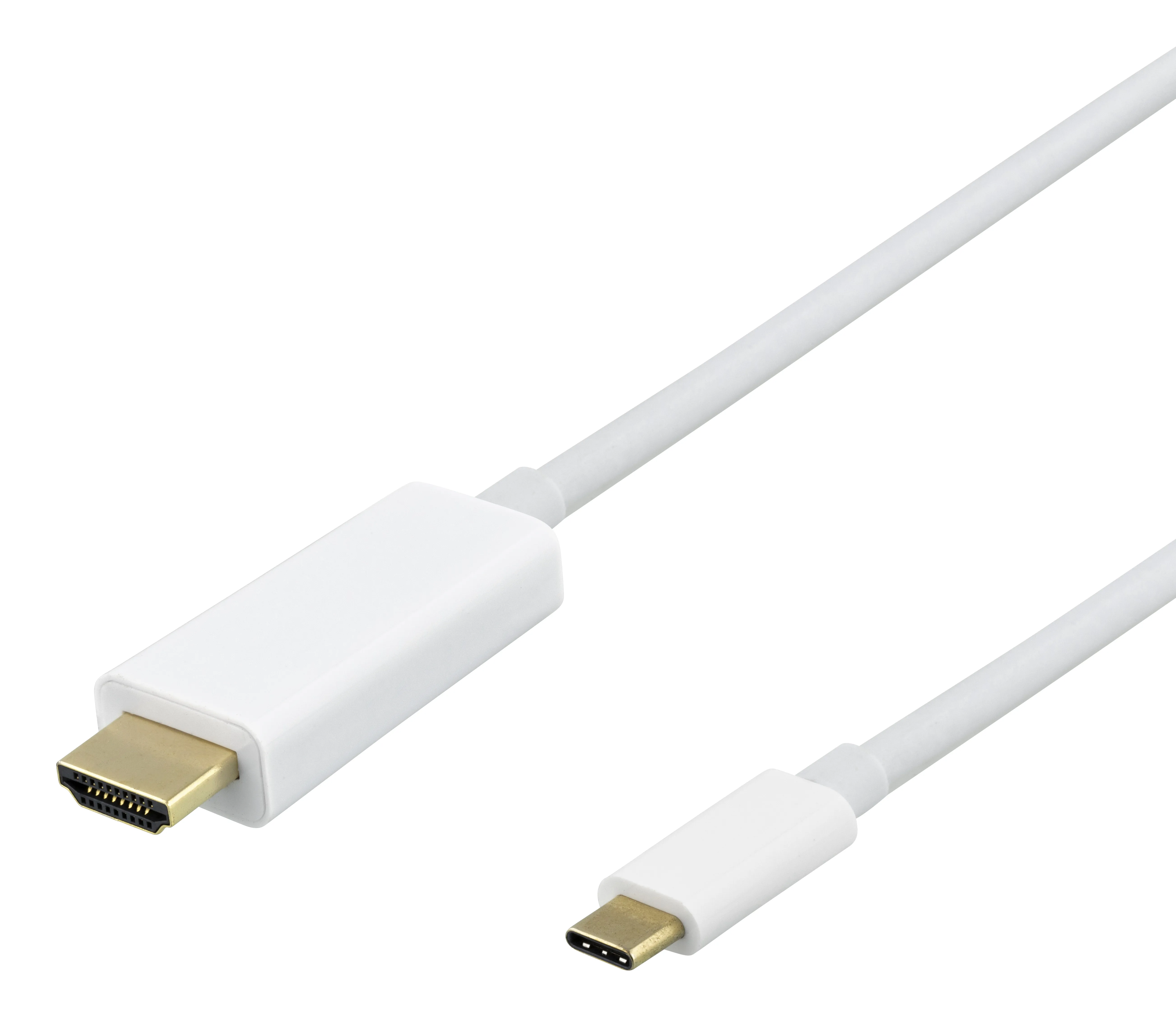 Deltaco USB-C – HDMI -kaapeli, 3 m, valkoinen