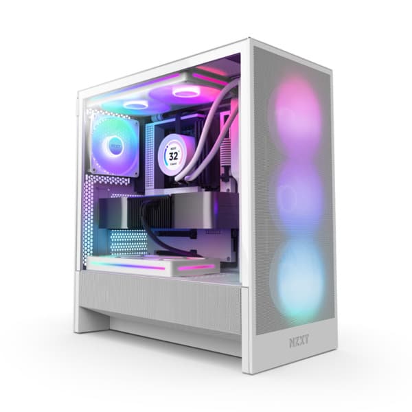 NZXT H5 Flow RGB (2024) -miditornikotelo ikkunalla, valkoinen