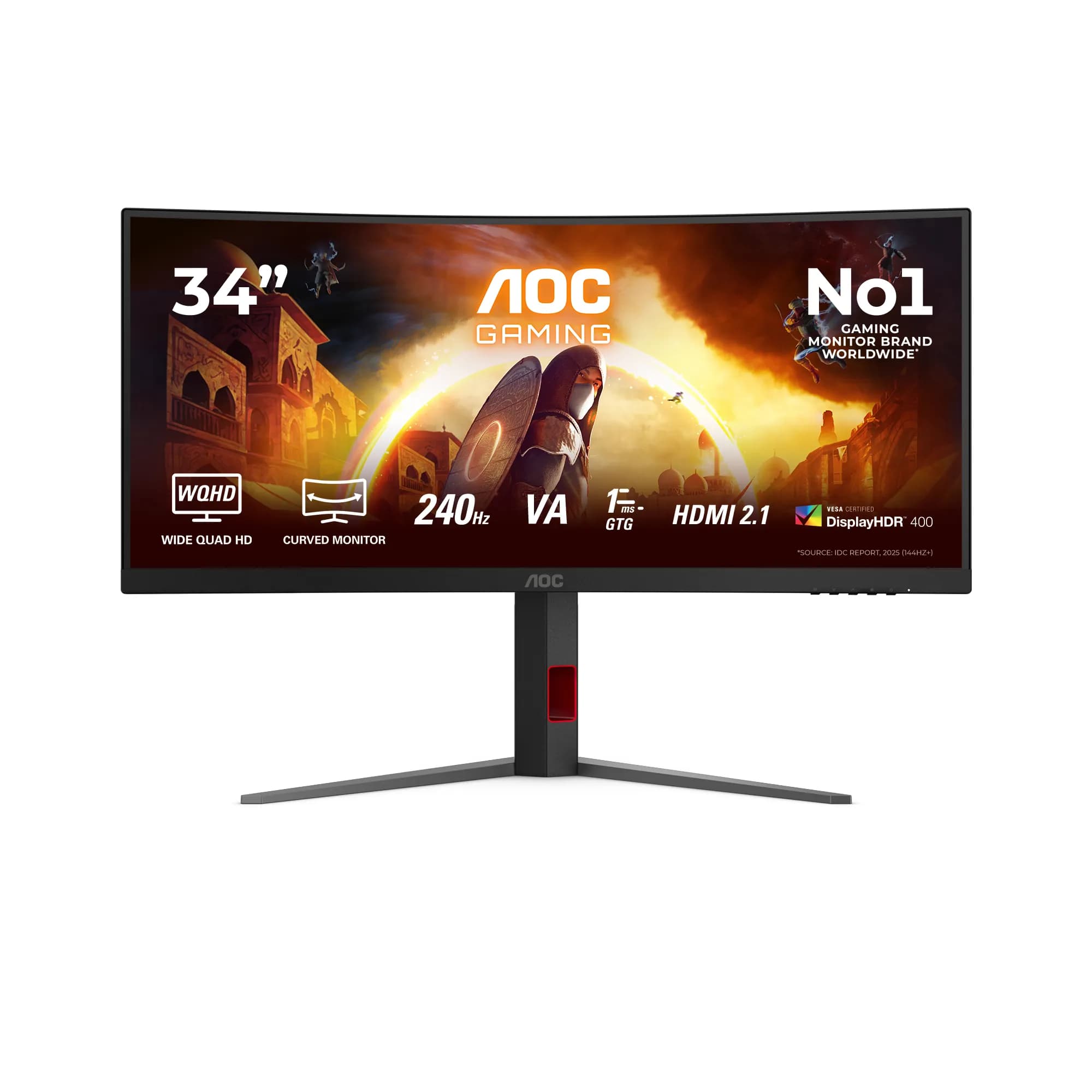 AOC CU34G4Z 34" UWQHD, Fast VA -kaareva pelinäyttö, USB hub – AOC