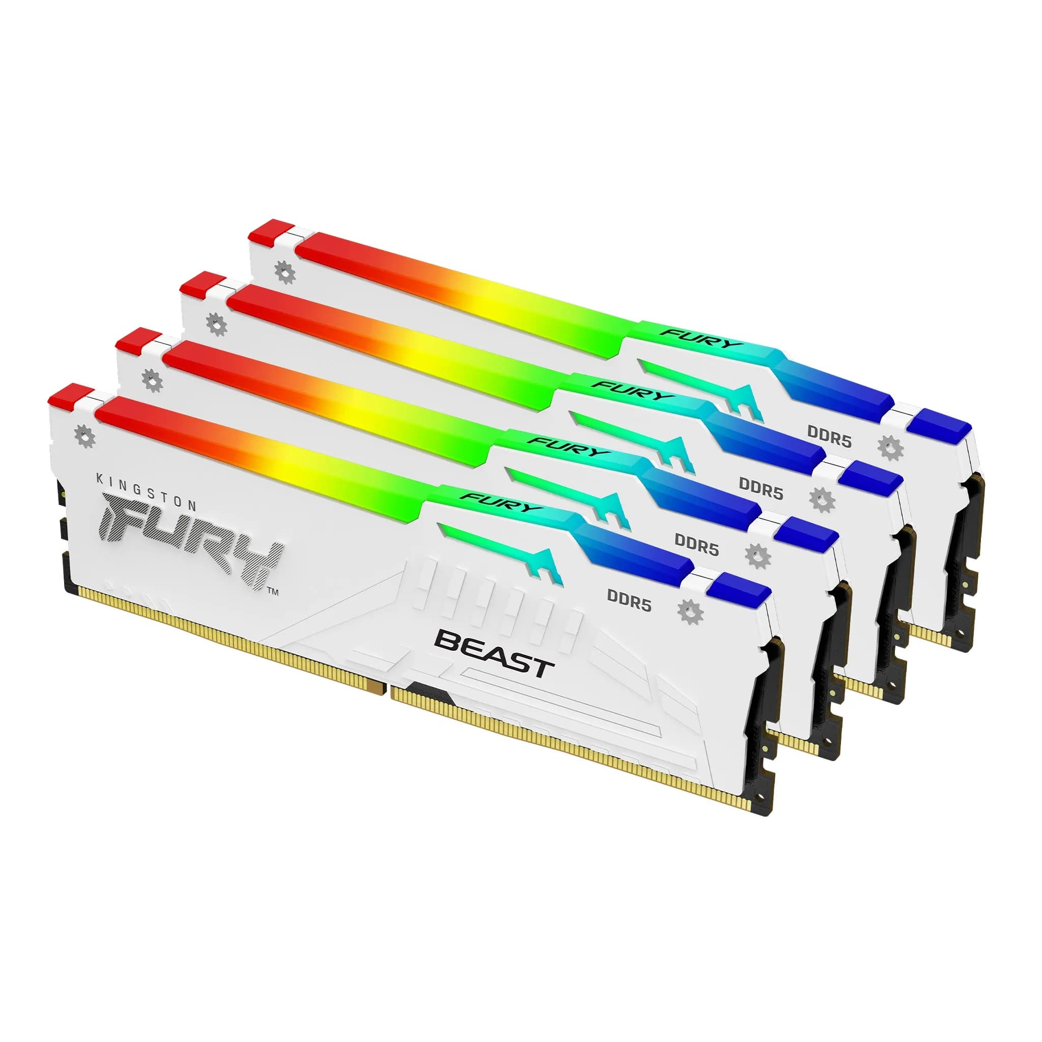 Kingston FURY Beast RGB 128 Gt (4 x 32 Gt) DDR5 5600 MHz, CL40 -muisti, valkoinen (XMP)