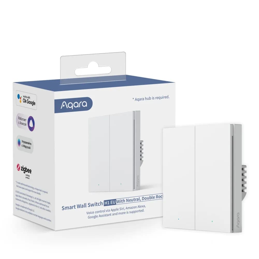 Aqara Smart Wall Switch H1 with neutral, tupla vipu – Aqara