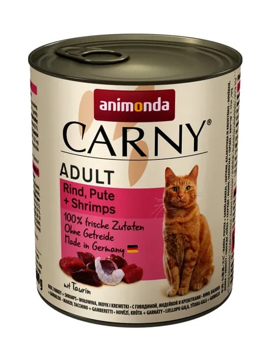 Animonda Carny Beef, Shrimp & Turkey, Kissan märkäruoka, Adult, 800 g – Animonda