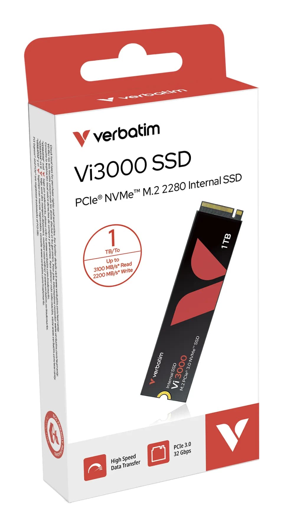 Verbatim Vi3000 1 Tt M.2 PCIe 3.0 NVMe -SSD-levy – Verbatim