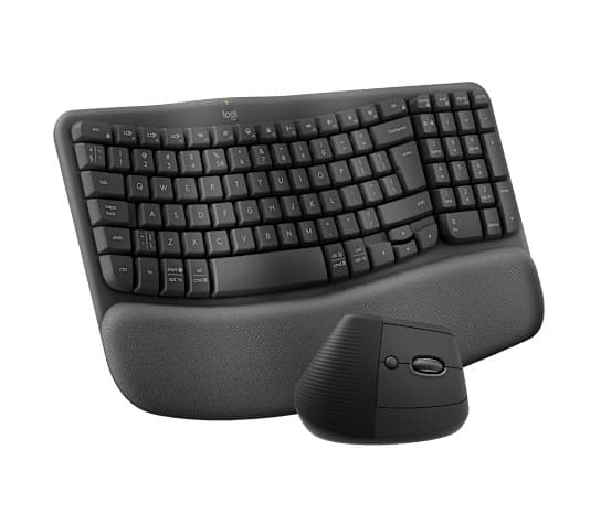 Logitech Wave Keys & Lift Combo -langaton ergonominen näppäimistö ja hiiri, grafiitti