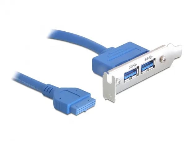 DeLOCK PCI-lågprofils täckplåt, 1xIDC20 ha - 2xUSB 3.0 A ho, 0,4m – Delock