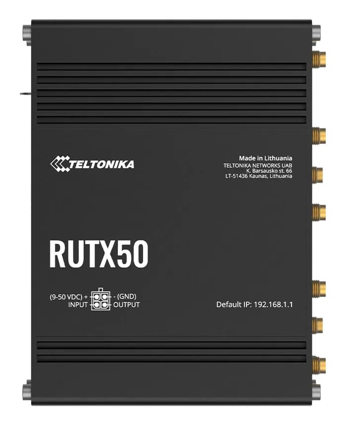 Teltonika RUTX50 -reititin, Wi-Fi 5, Dual-band, 5G, musta – Teltonika