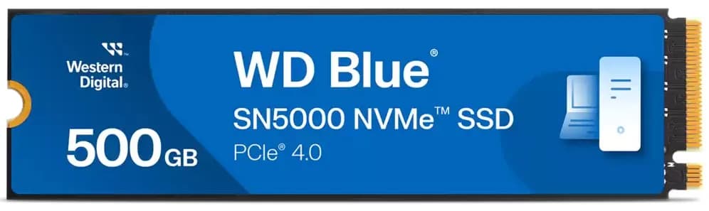 WD Blue SN5000 500 Gt M.2 PCIe 4.0 NVMe -SSD-levy – WESTERN DIGITAL