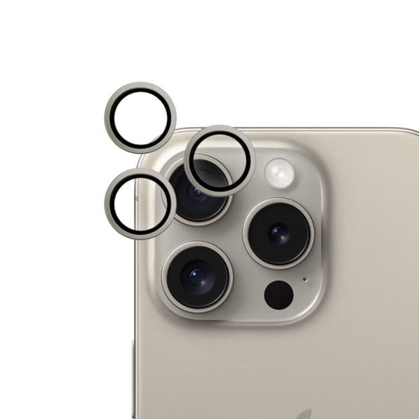 Epico Aluminium Lens, iPhone 15 Pro / 15 Pro Max -kameran linssinsuoja, Natural Titanium – EPICO