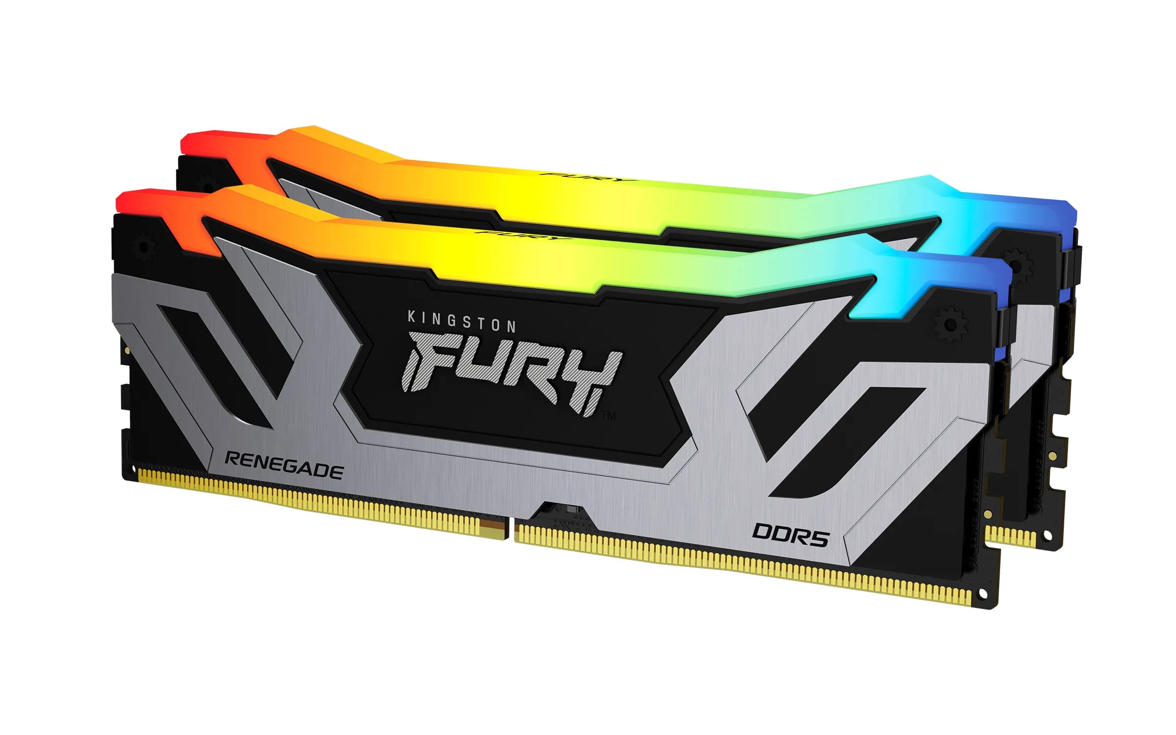 Kingston FURY Renegade RGB 48 Gt (2 x 24 Gt) DDR5 8400 MHz, CL40 -muisti, hopea/valkoinen (XMP)