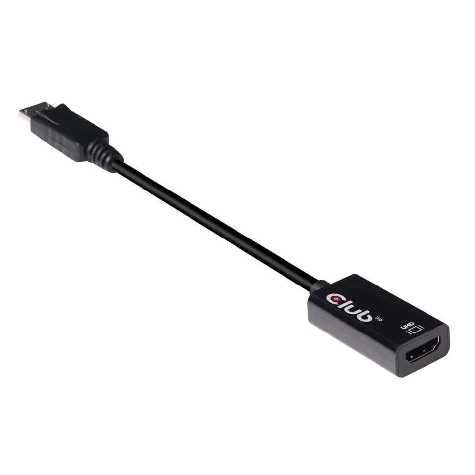 CLUB 3D CAC-1080 DisplayPort 1.4 to HDMI 2.0b Active -ääni/video-adapterikaapeli, jossa HDR, 0,19 m, musta – Club 3D