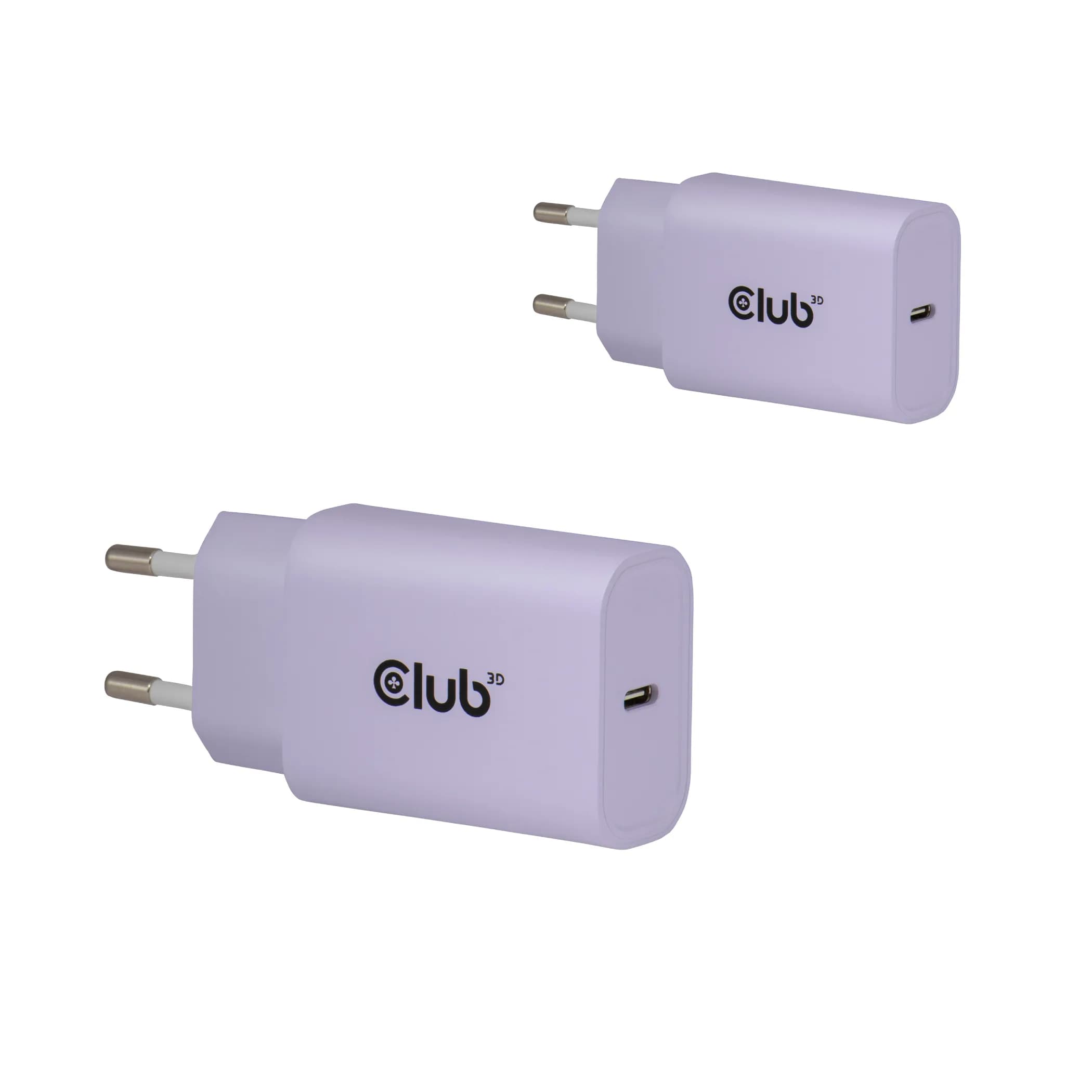 CLUB 3D 2-Pack USB-C Charger 30Watt Purple